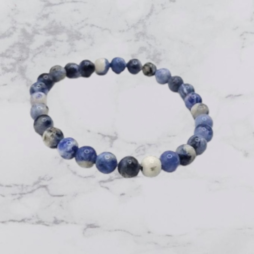 Blue Sodalite Beaded Stretch Bracelet